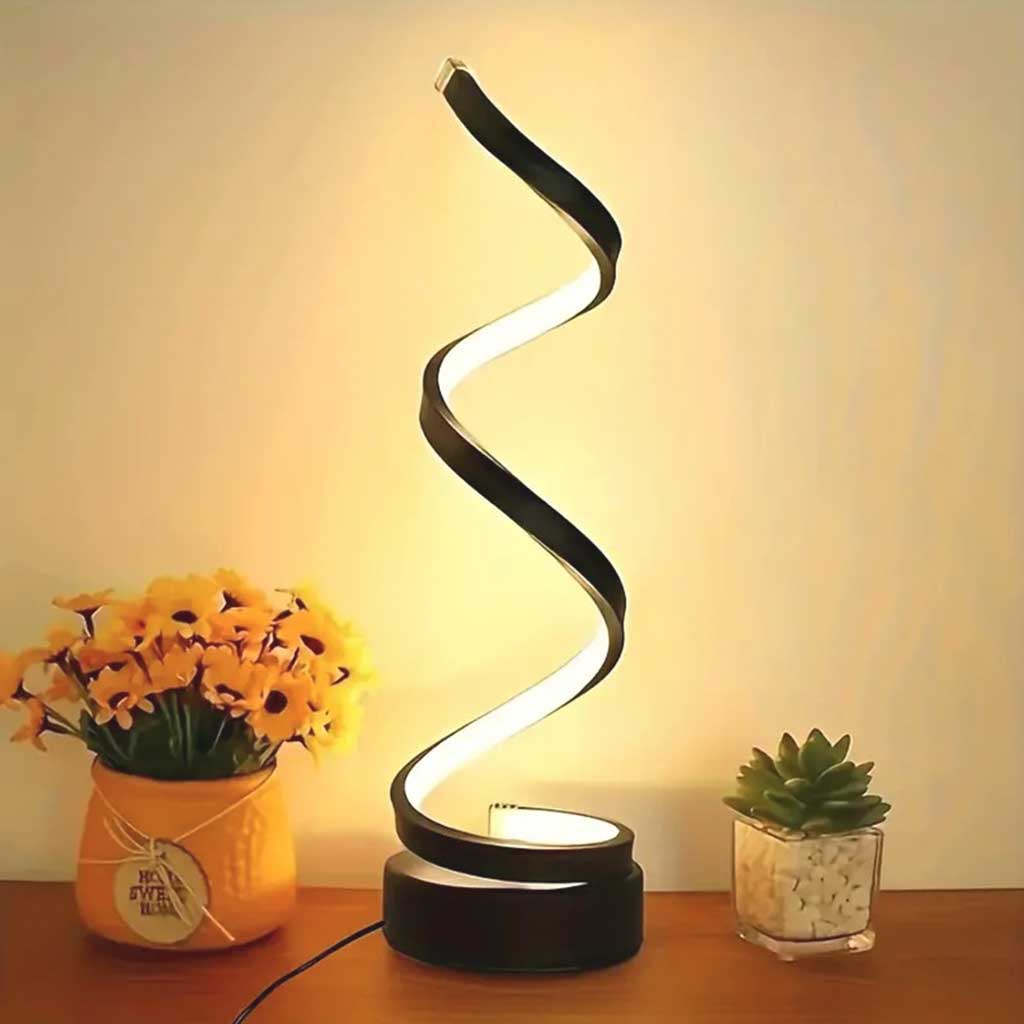 Table Lamp Minimalist Unique Spiral LED, White / Black