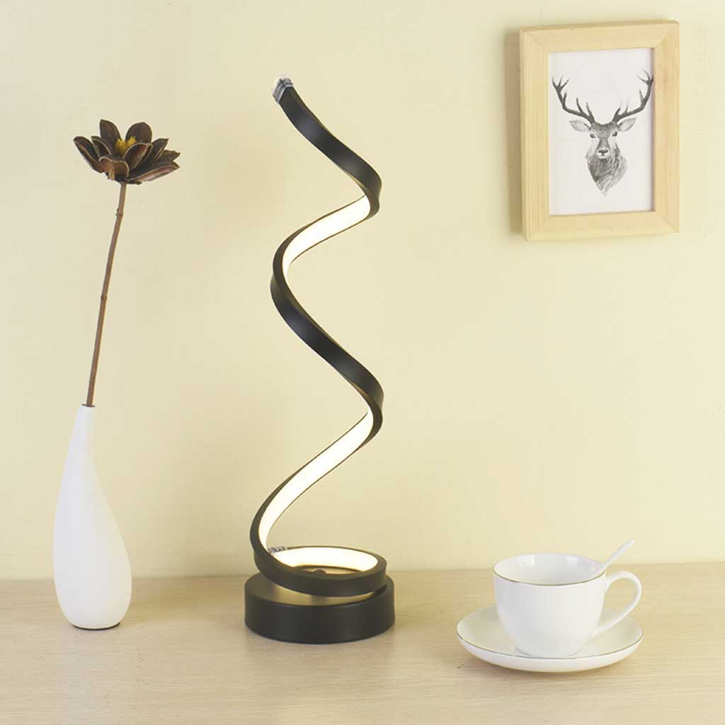 Table Lamp Minimalist Unique Spiral LED, White / Black