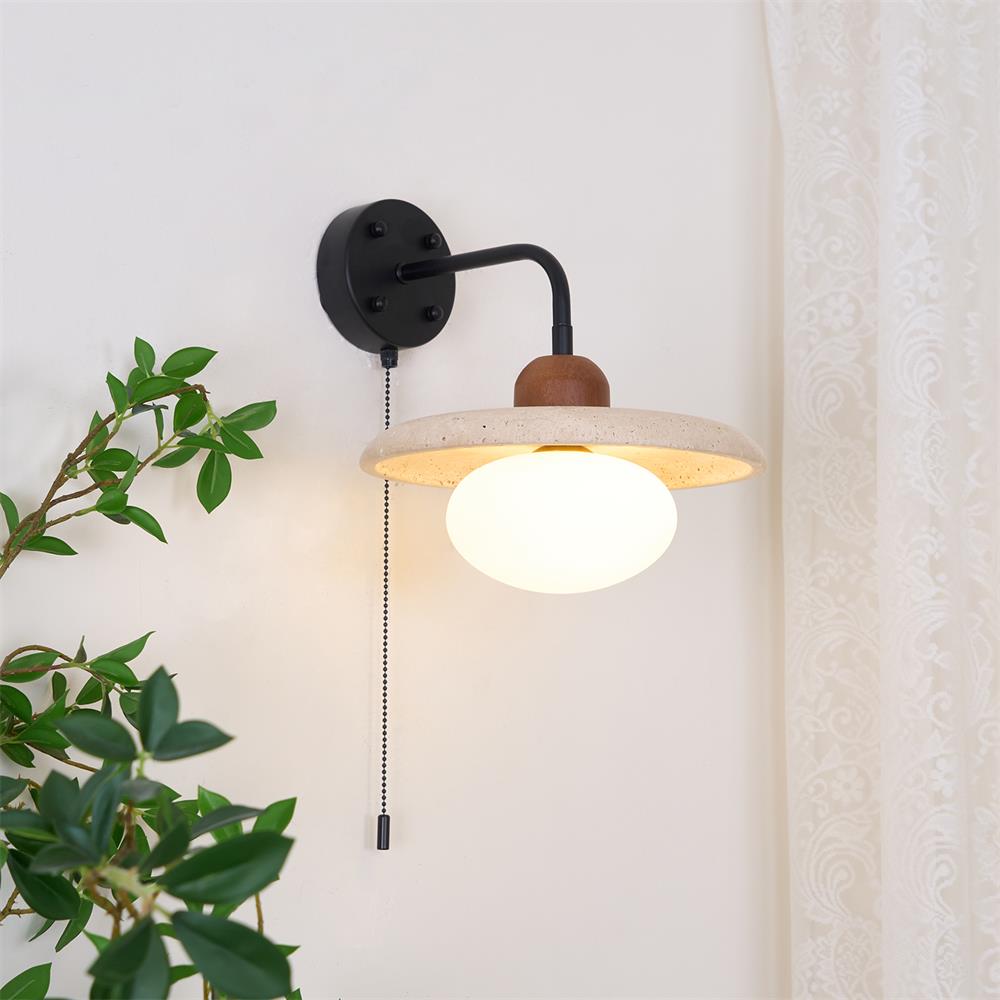 Tavivette Travertine Wall Light Pull Chain Switch