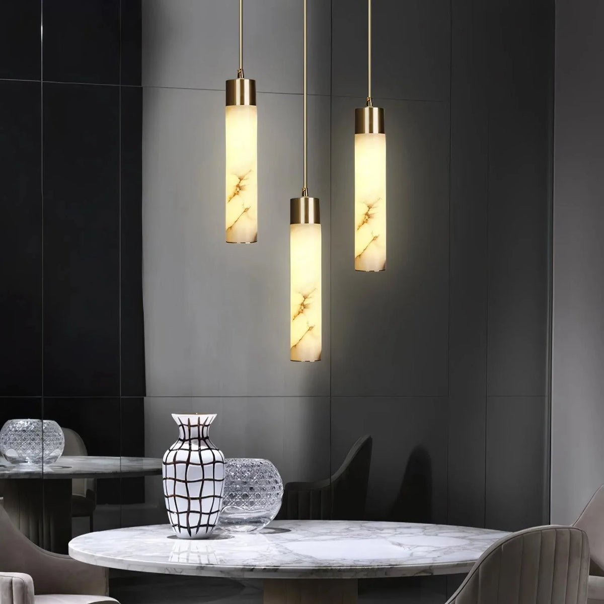 Rin Cylinder Alabaster Pendant Light