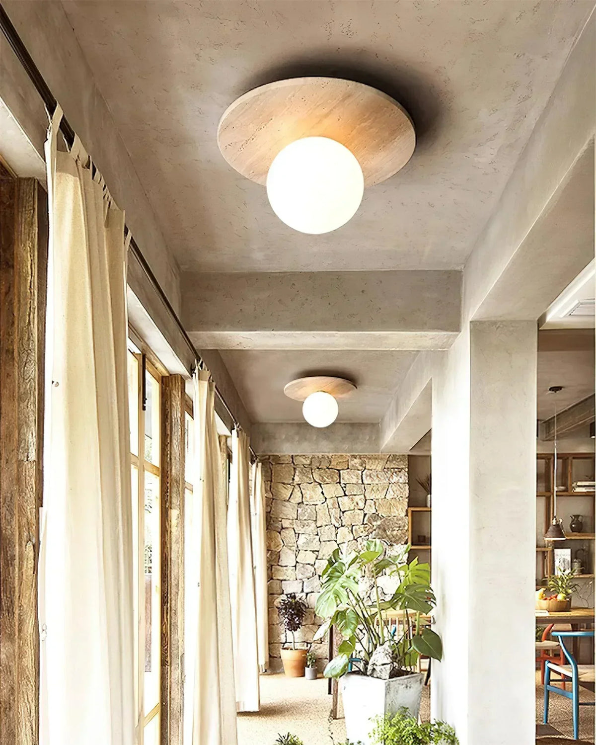 Tanner Disc Travertine Ceiling Light