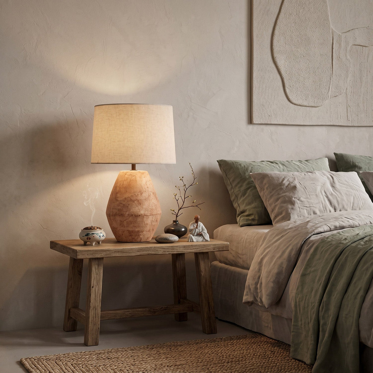 Textured Terracotta Toned Table Lamp