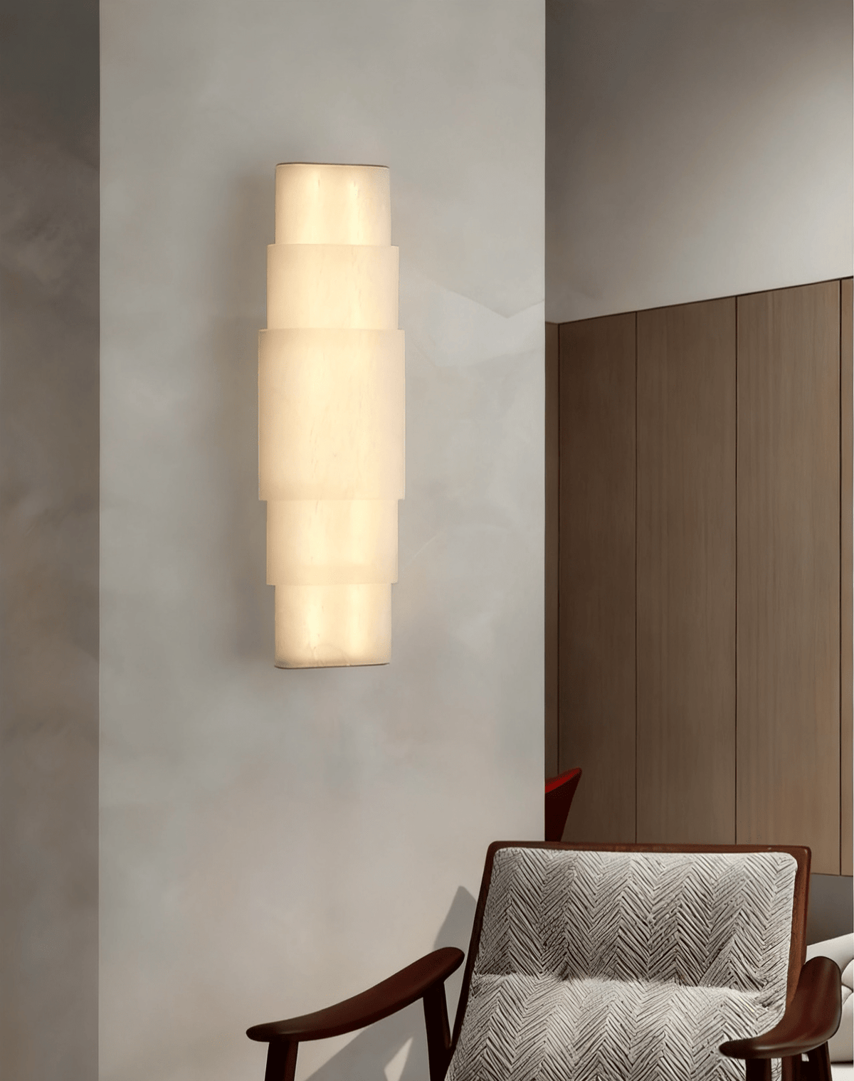 Tiered Alabaster Column Sconce