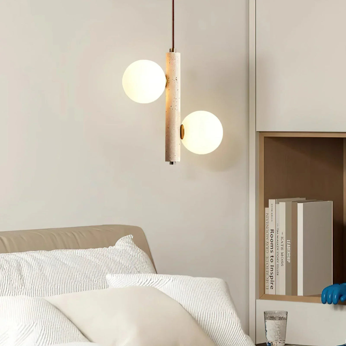 Travertine Ball Spheres Pendant Lamp