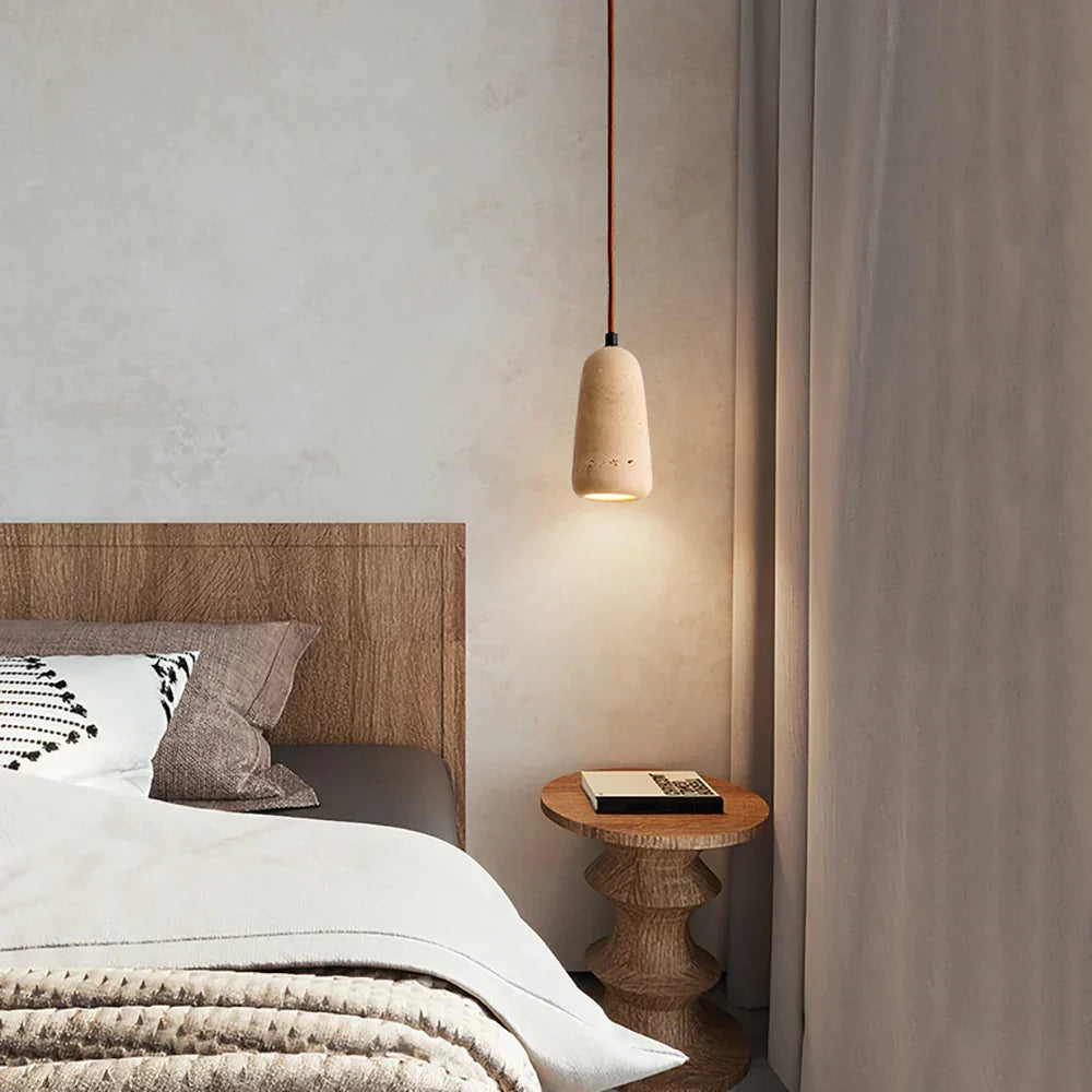 Travertine Brrskbk Cylindrical Pendant Light