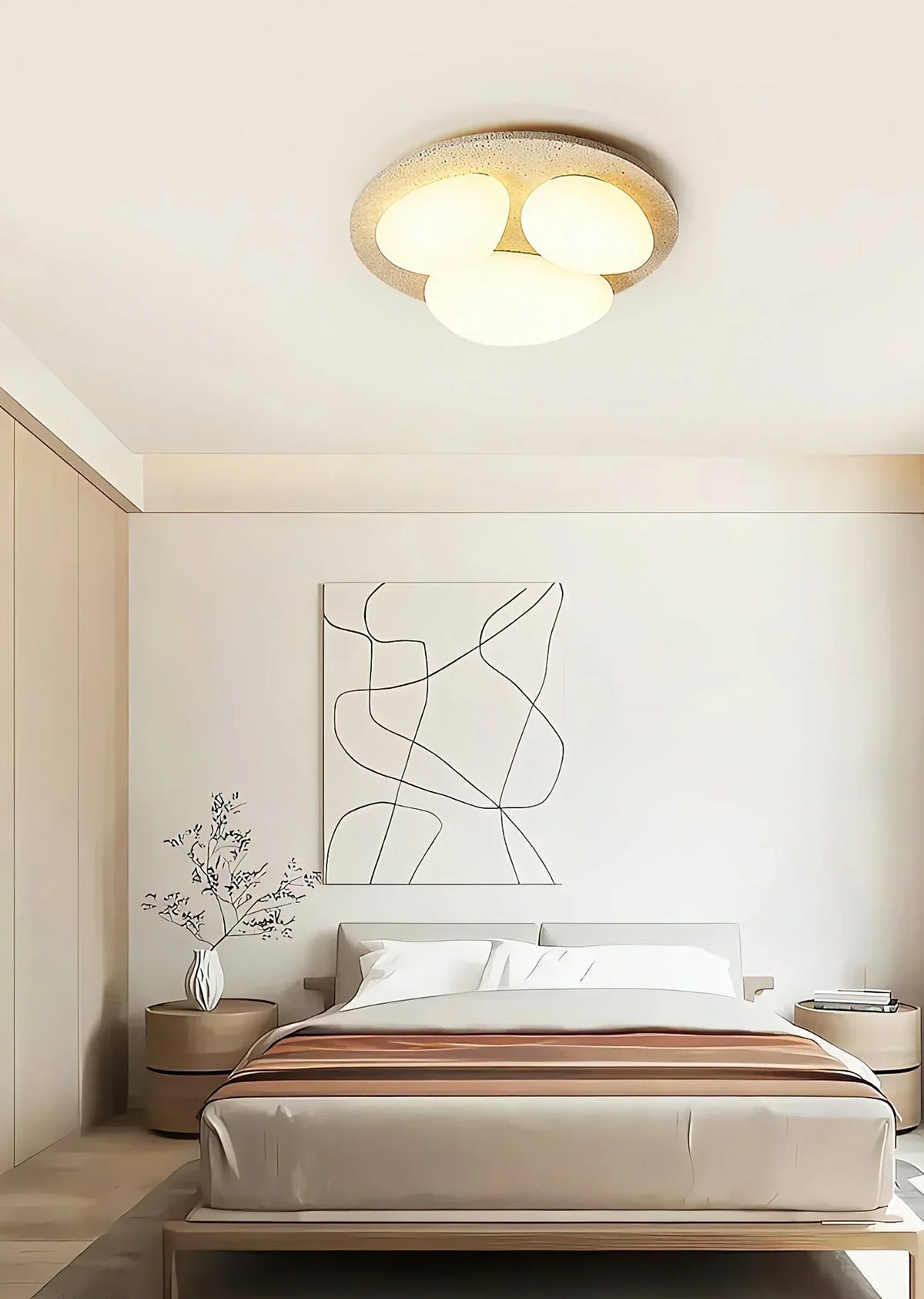 Travertine Glaze Round Ceiling Lamp