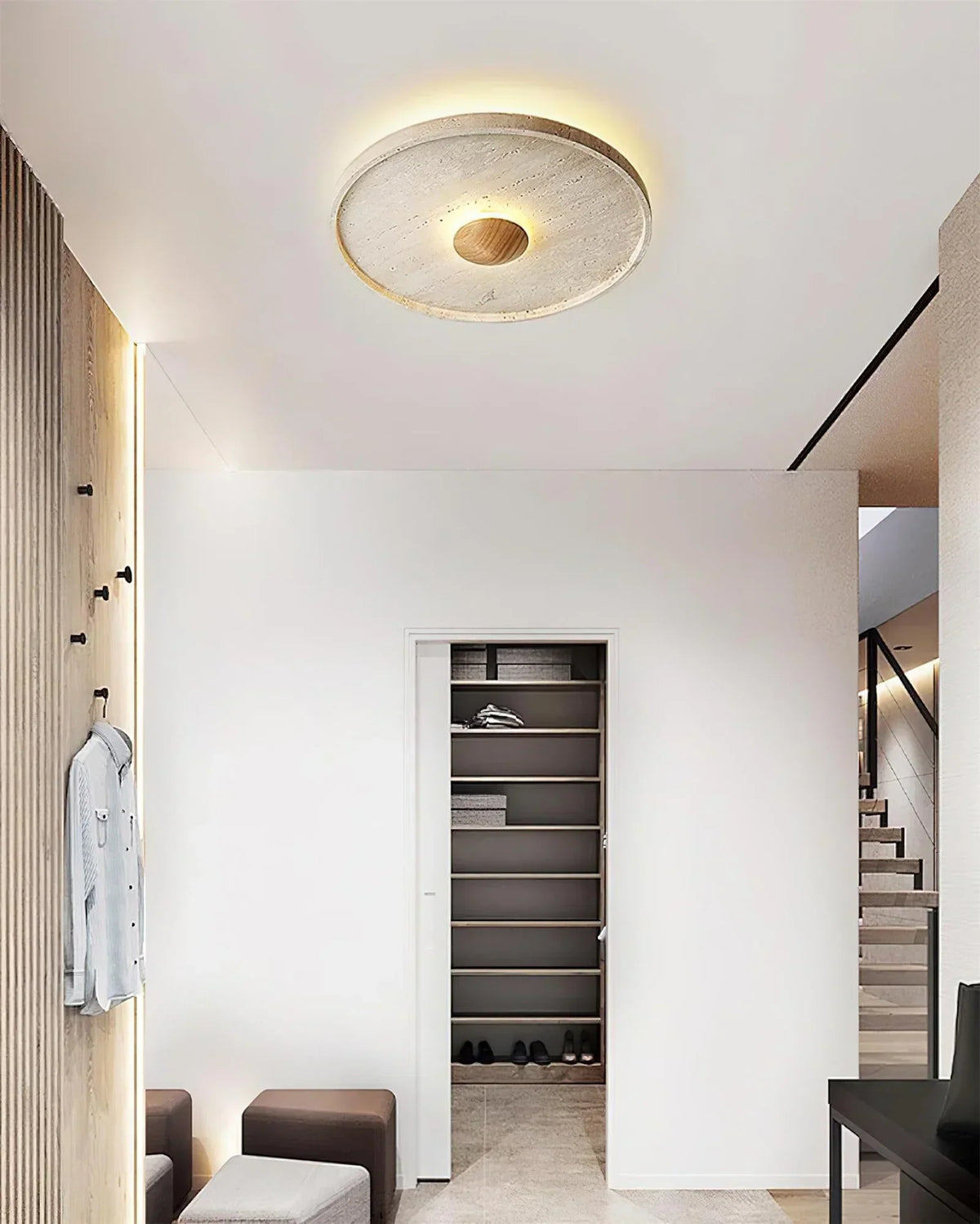 Travertine Tranquil Aura Disc Ceiling Light