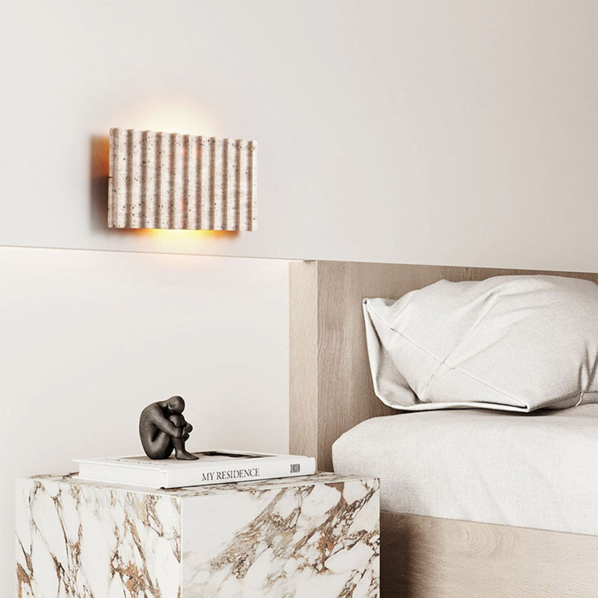 Rectangle Grille Travertine Wall Lamp