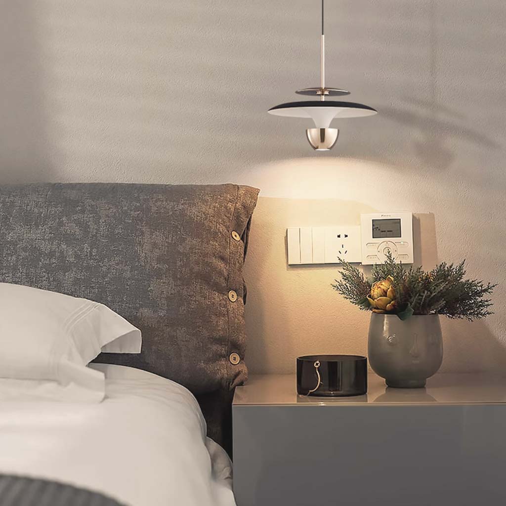 Pendant Light Small UFO Modern with Integrated LED, Black/Gold