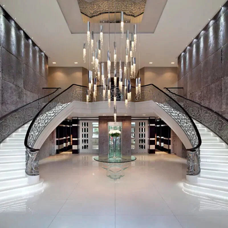 Ulas Modern Crystal Cascade LED Pendant Chandelier