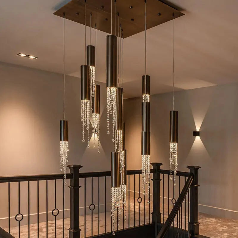 Ulas Modern Crystal Cascade LED Pendant Chandelier