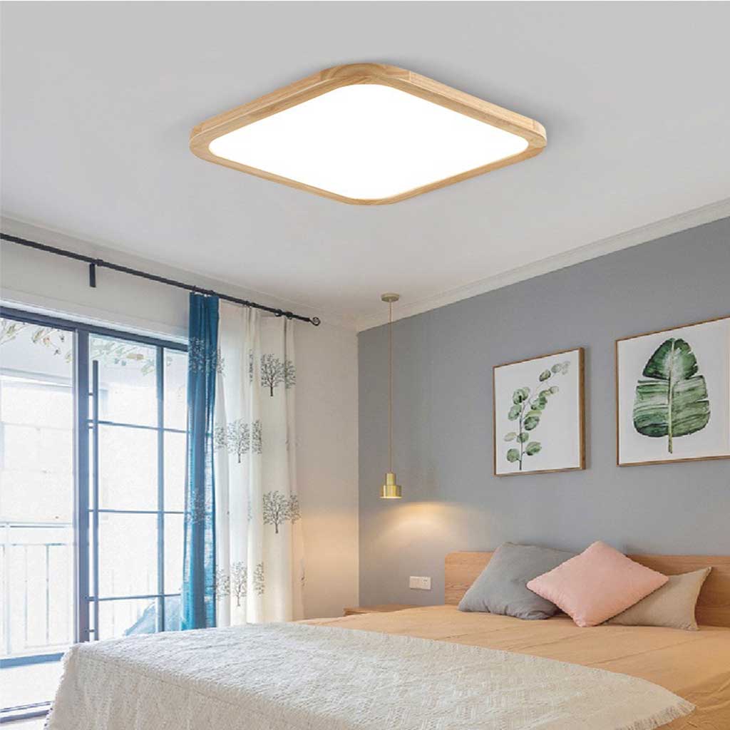 Ceiling Light Flush Mount Wood LED Full Spectrum Ultra Thin