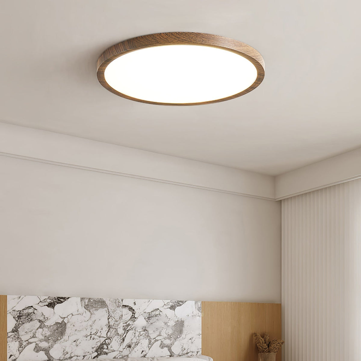 Rocor Ceiling Light Acrylic Thin Round Walnut Look Minimalist