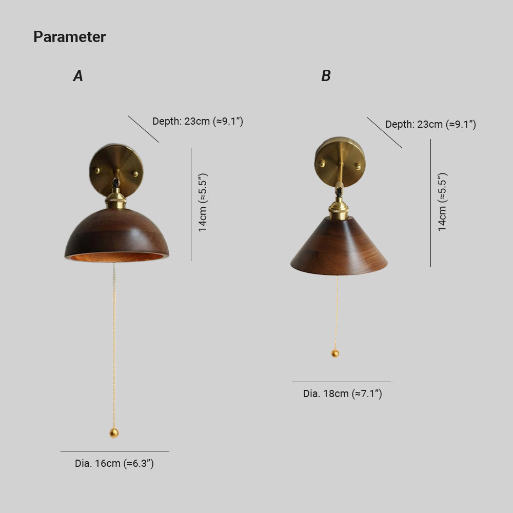 Rasen Vintage Wood Wall Lamp