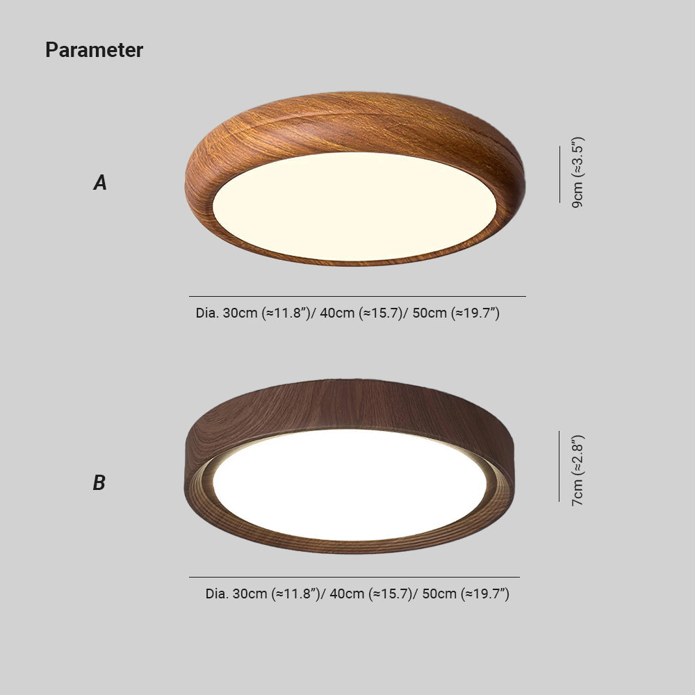 Niralel Ceiling Light Woodgrain Acrylic Round