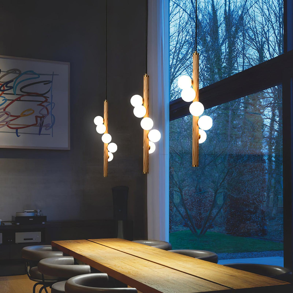 Vertical Orb Timber Pendant Lamp