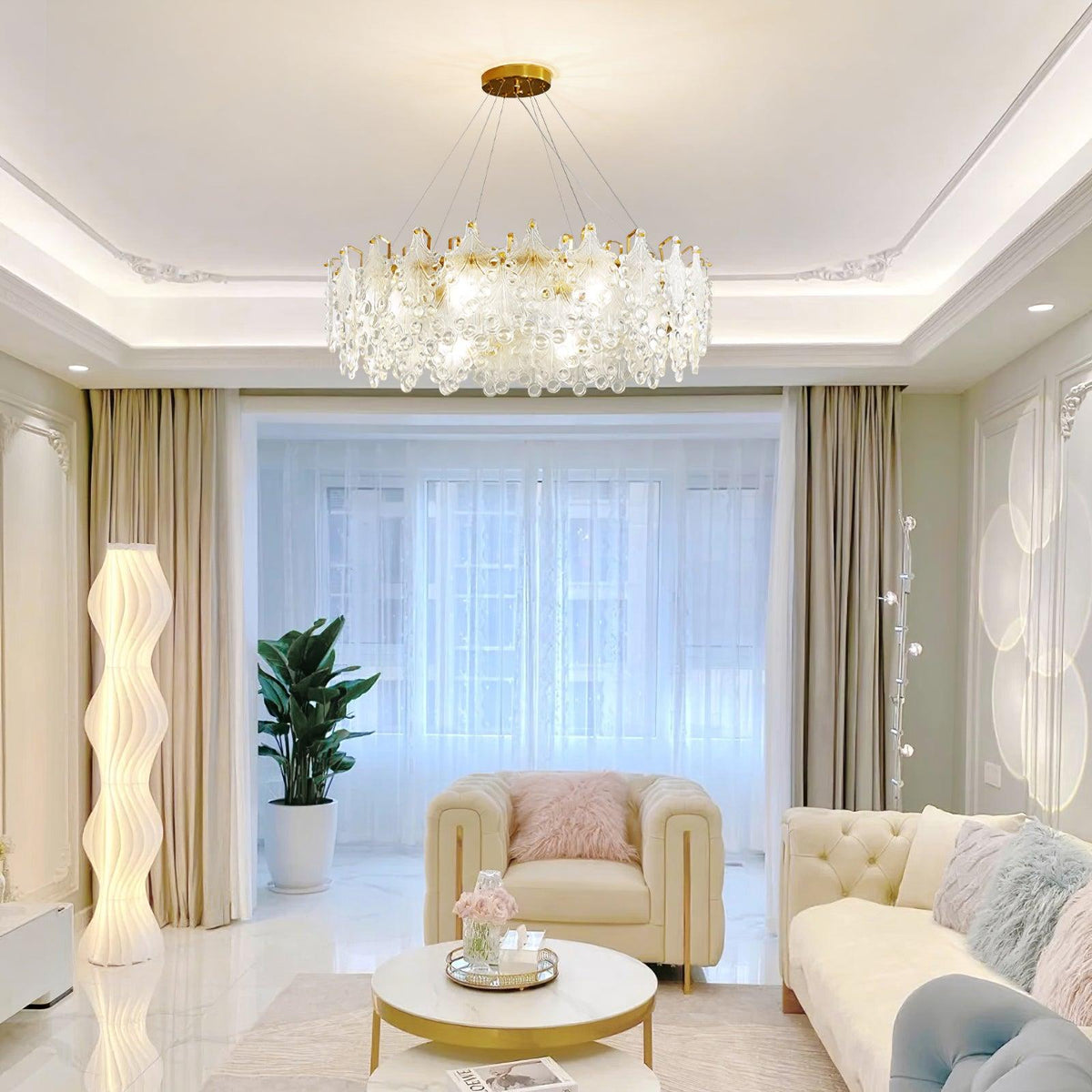 Feather Crystal Abalone Chandelier
