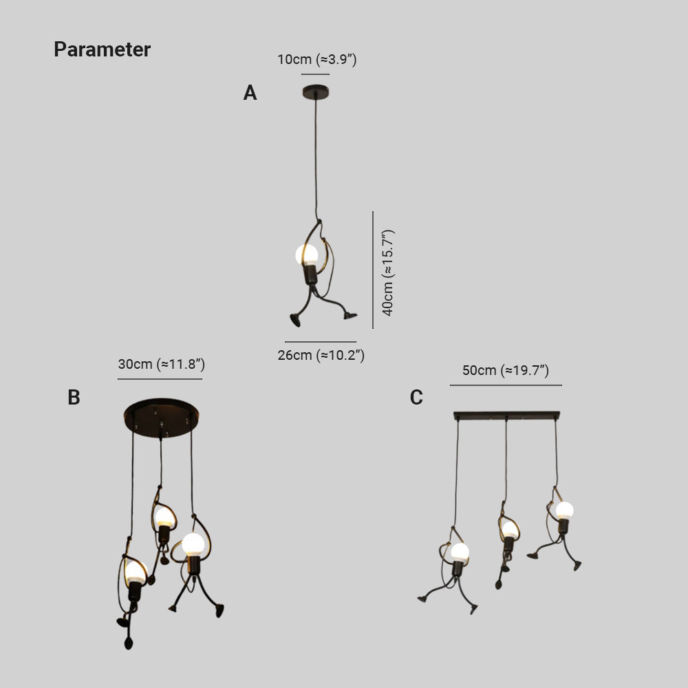 Modern Iron Man Pendant Light Dimmable for Dining Room