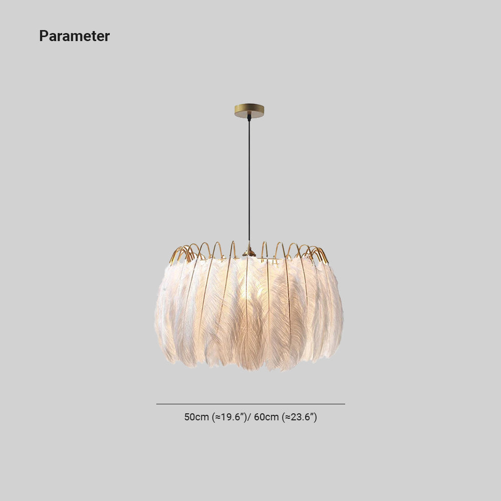 Luxury Feather Pendant Light Dimmable for Living Room