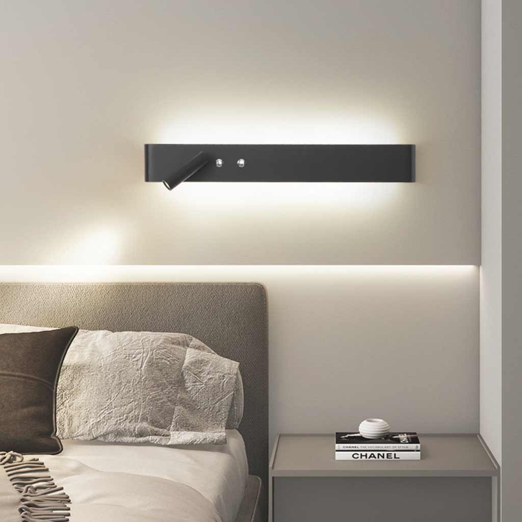 Wall Bedside Lamp Spotlight Linear Rectangle, Black / White
