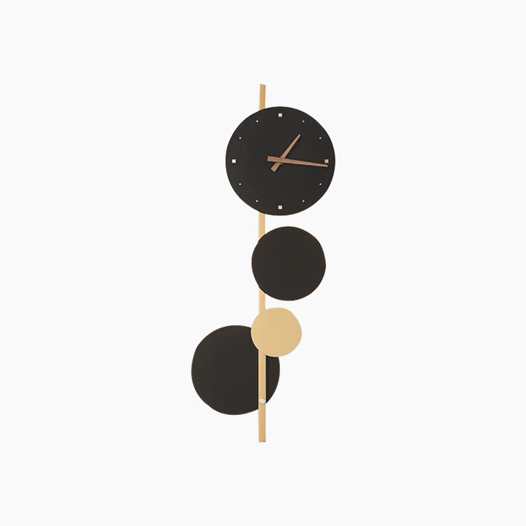 Wall Clock LED Light Modern Art Deco, Black & Gold