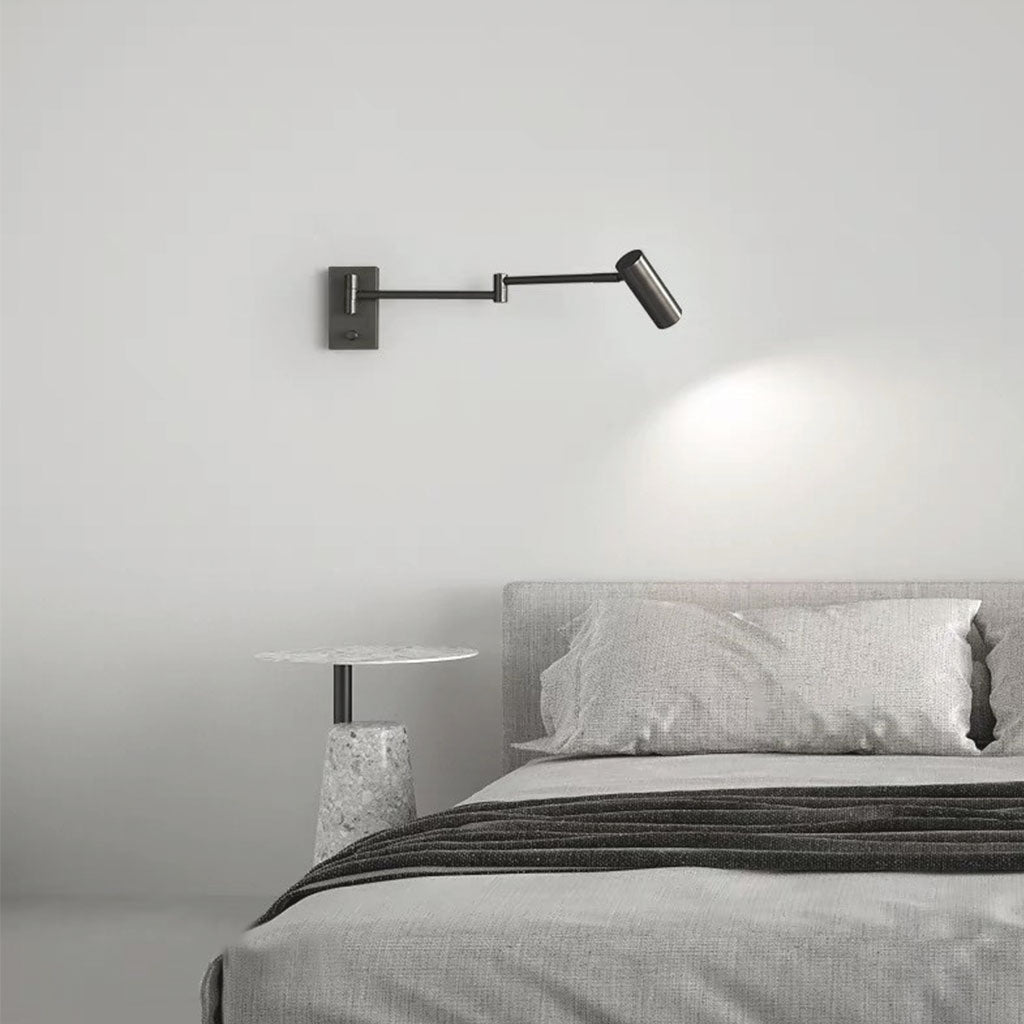 Wall Lamp Spotlight Modern with Swing Arm and Switch, Black / Gold