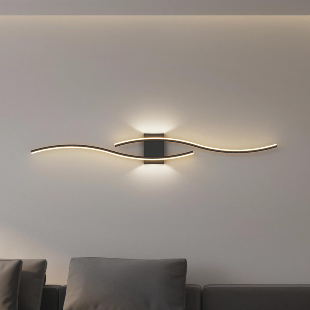 Wall Light Nordic Minimalist Unique Wavy Linear LED, White/Black