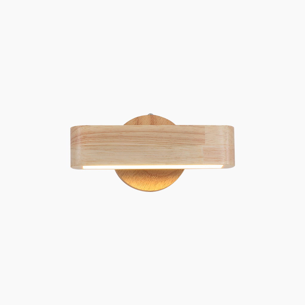 Wall Mount Light Nordic Wooden Rotatable LED, Log/Walnut Color