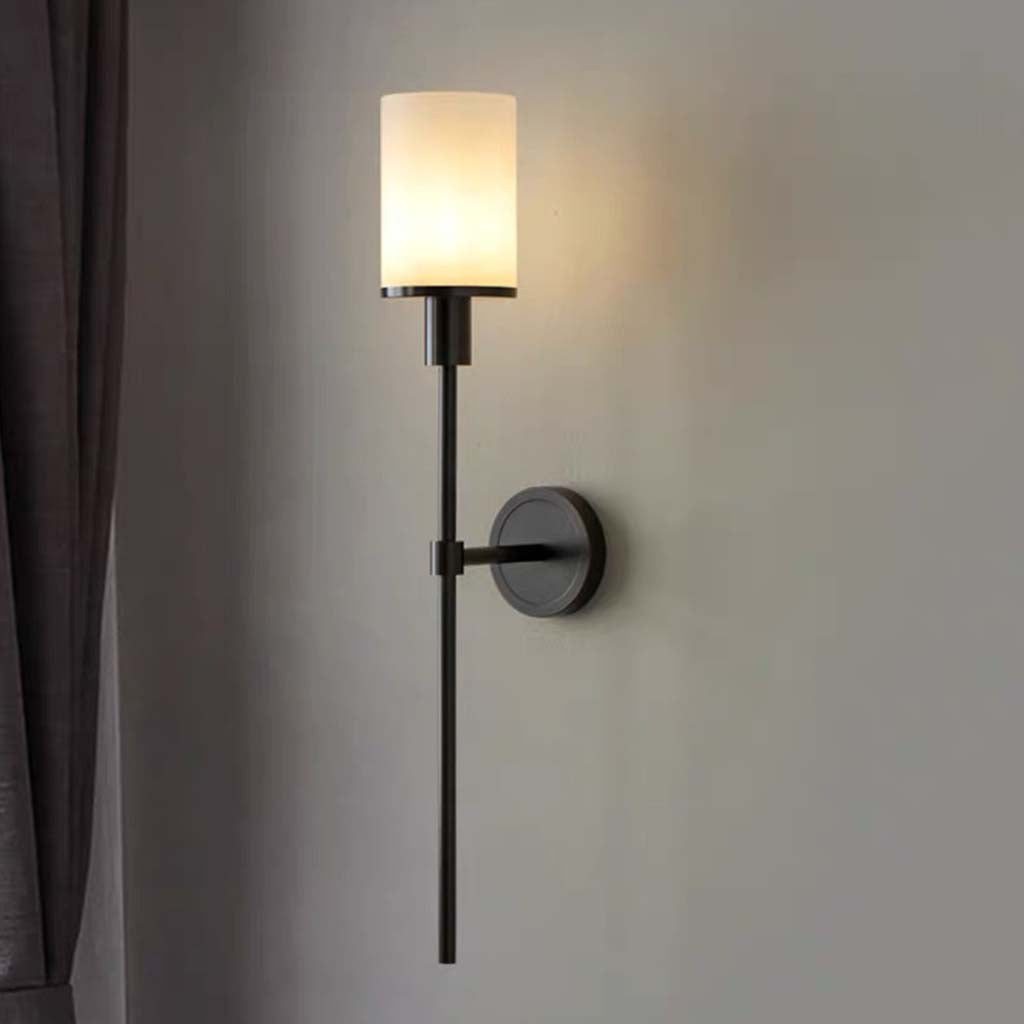 Wall Sconce Light Copper Cylinder Marble Shade
