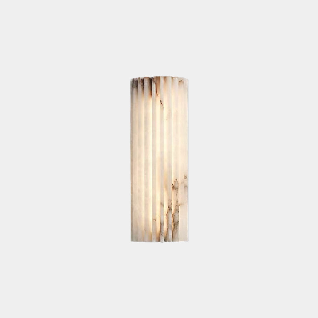 Wall Sconce Light Vertical Column Ribbed Alabaster