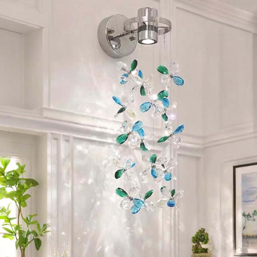 Wall Sconce Romantic Colored Crystal Flower Drop LED