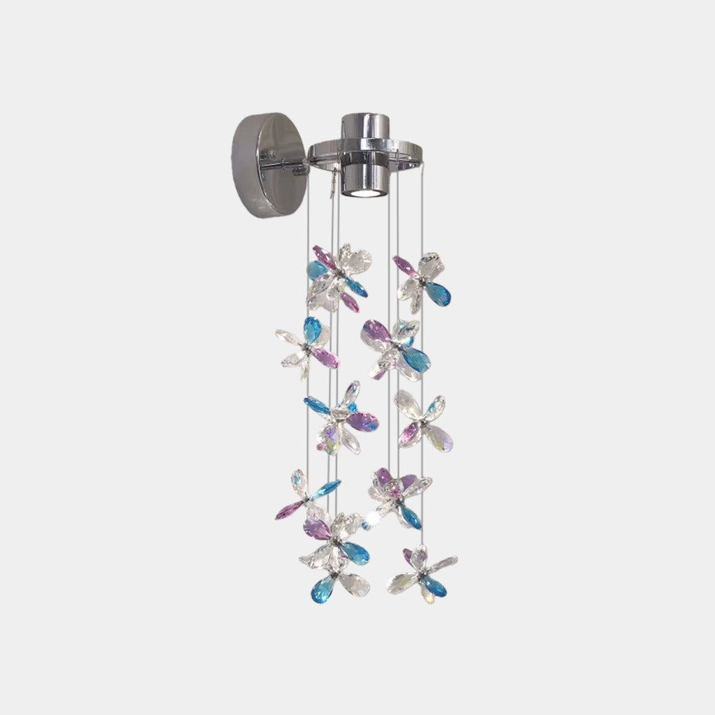 Wall Sconce Romantic Colored Crystal Flower Drop LED