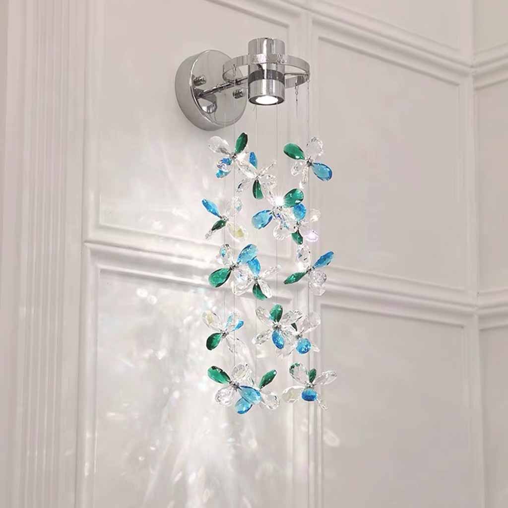 Wall Sconce Romantic Colored Crystal Flower Drop LED