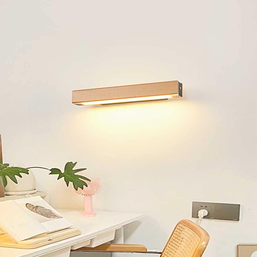 Wall Sconce Modern Rotating Rectangle LED, Wood & Acrylic