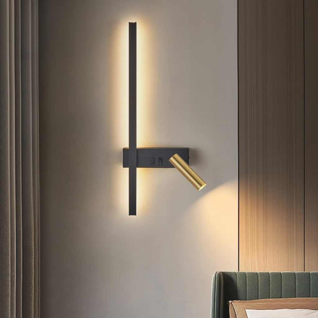 Wall Sconce Spotlight LED Modern Vertical, Black & Gold
