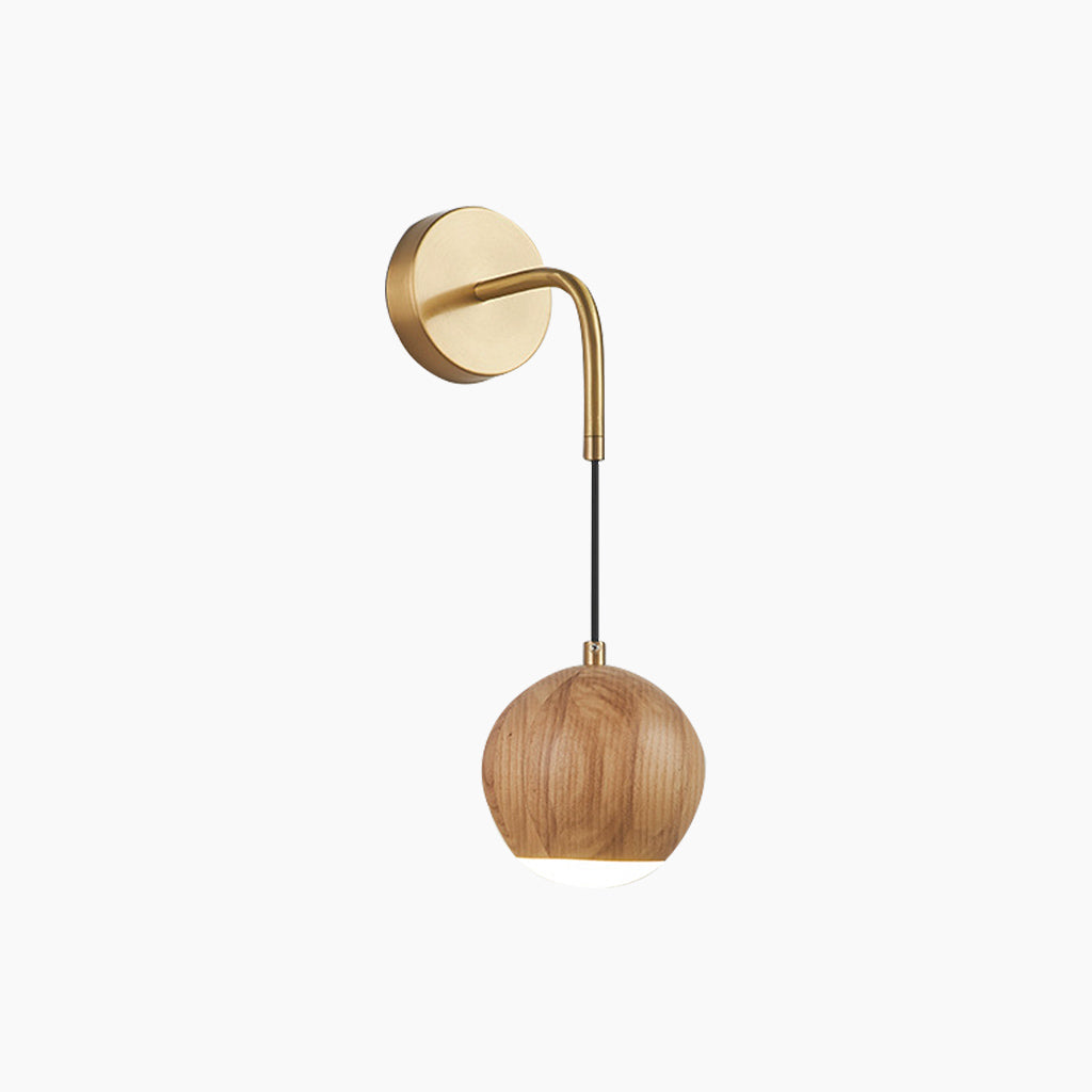 Wall Sconce Light Unique Wooden Globe LED Hanging