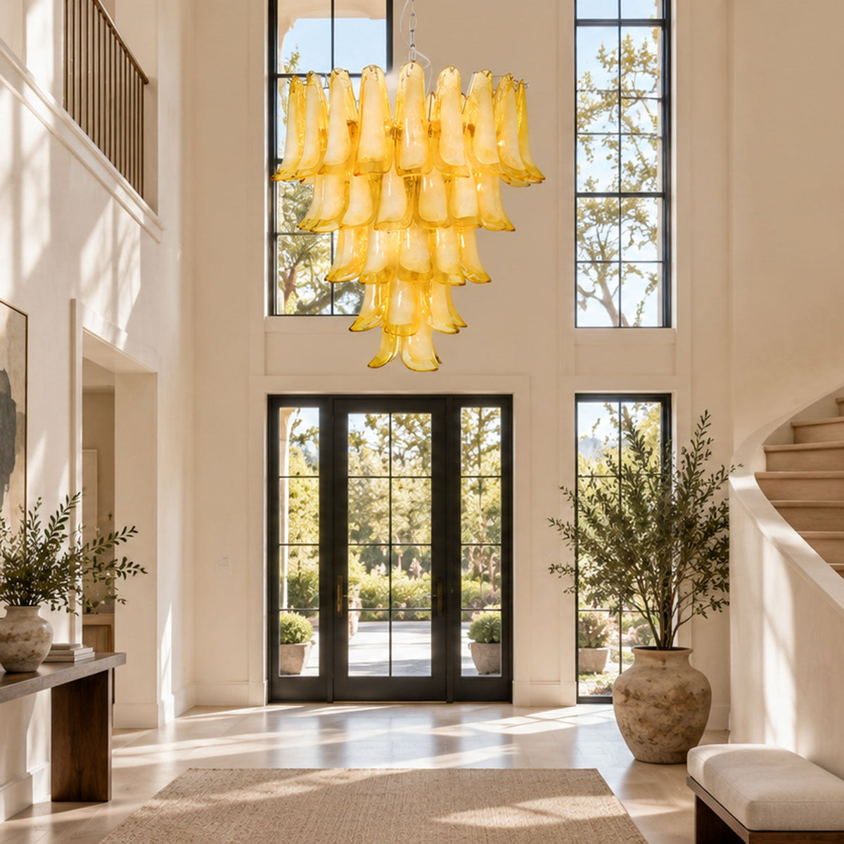 Wave Yellow Glass Chandelier