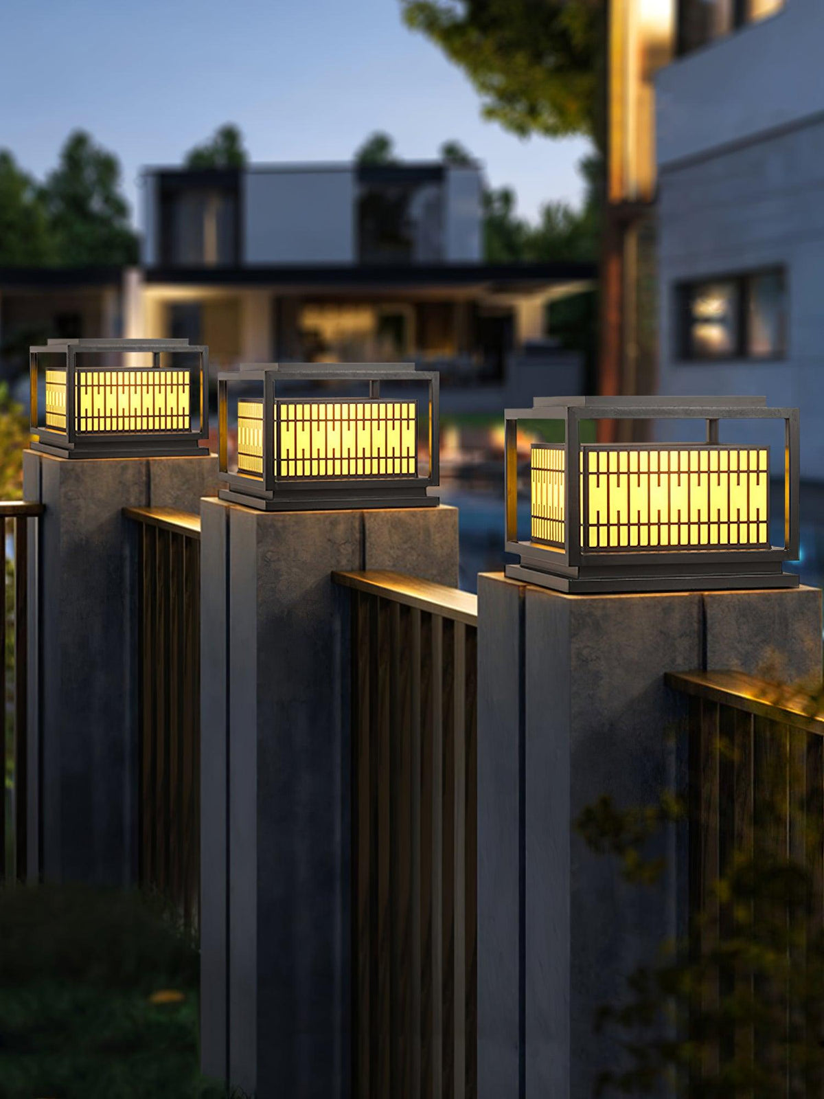 Modern Square Window Grille Outdoor Post Light