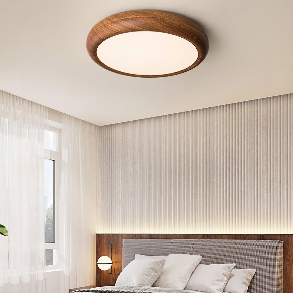 Orbis Wood Wood Grain Round Ceiling Light