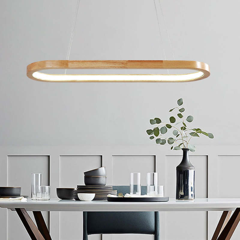 Veon Contemporary Oval Wooden Pendant Light