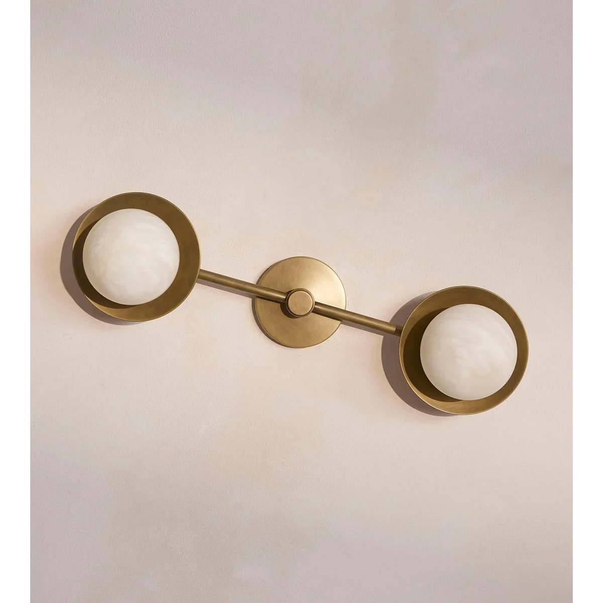 Alabaster Double Globe & Brass Wall Sconce | CLXT203M