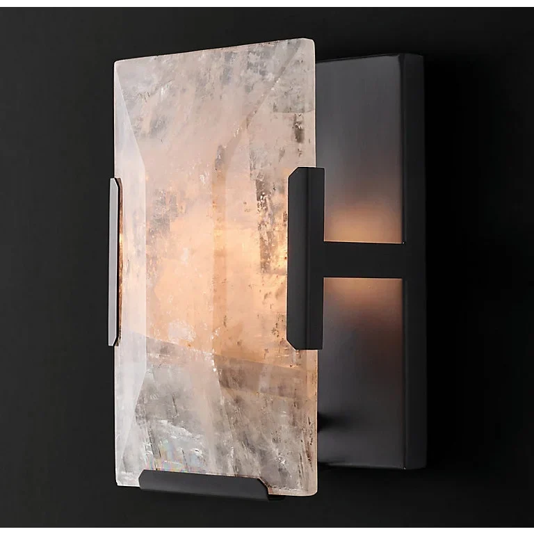 Black Calcite & Stainless Steel Wall Sconce | CLUG02B