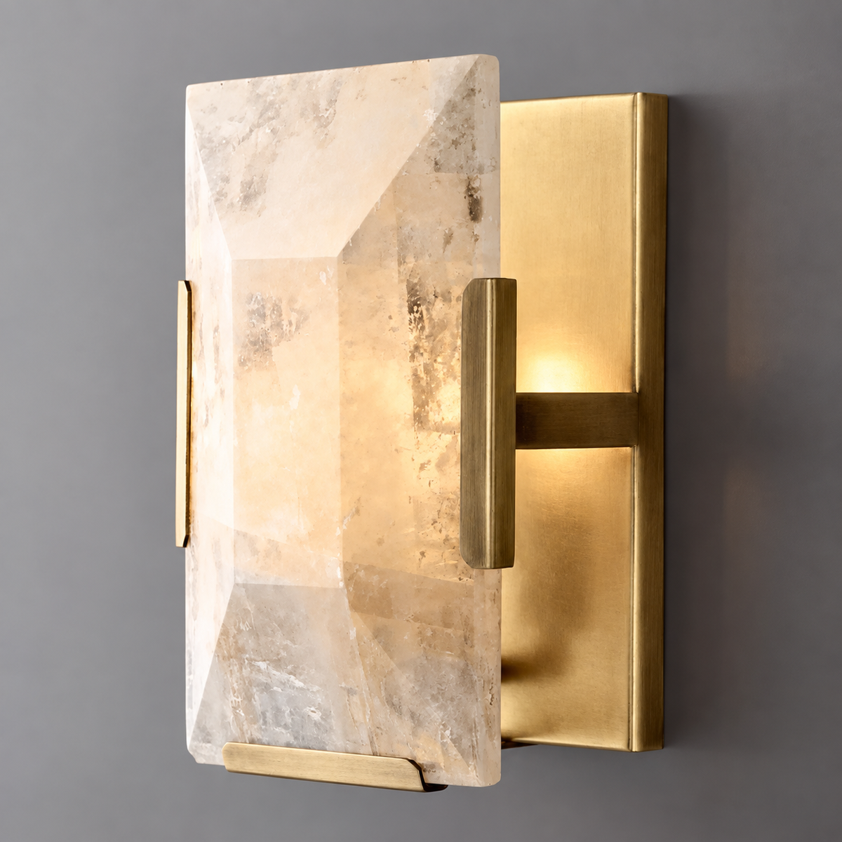 Calcite & Brass Wall Sconce | CLUG02