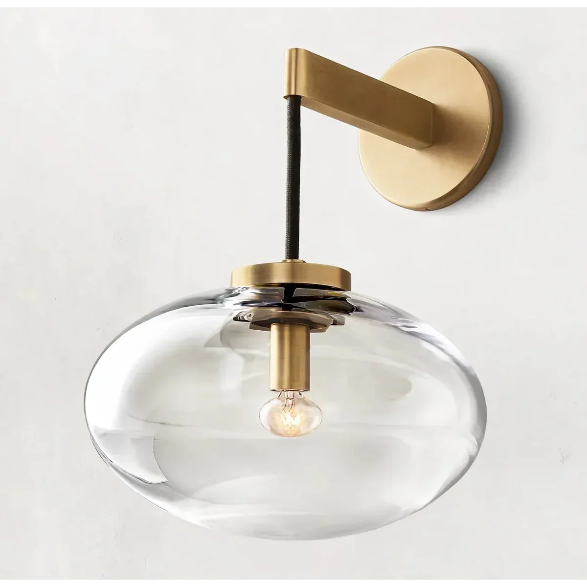 Brass & Amber Glass Wall Sconce | CLFFD1