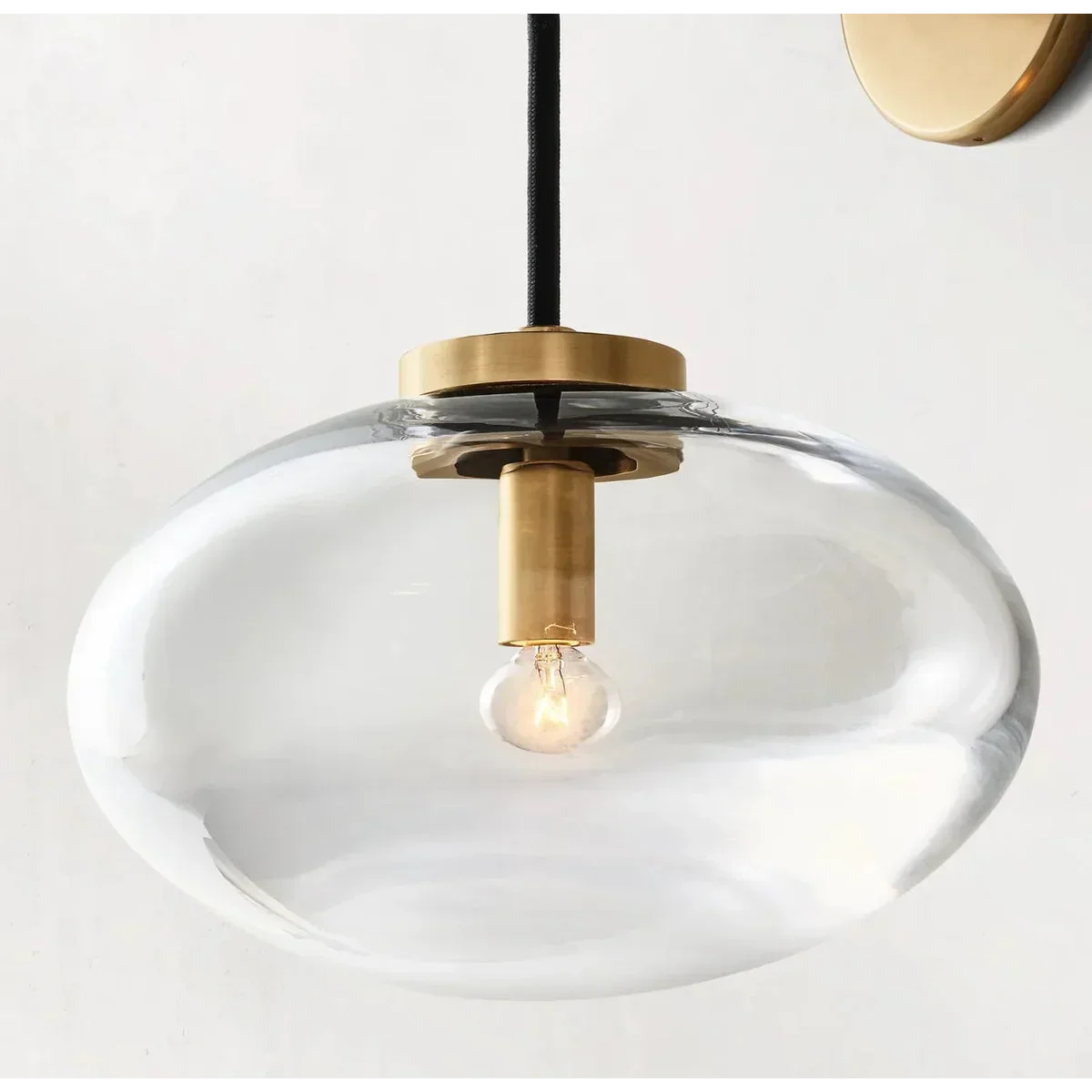 Brass & Amber Glass Wall Sconce | CLFFD1