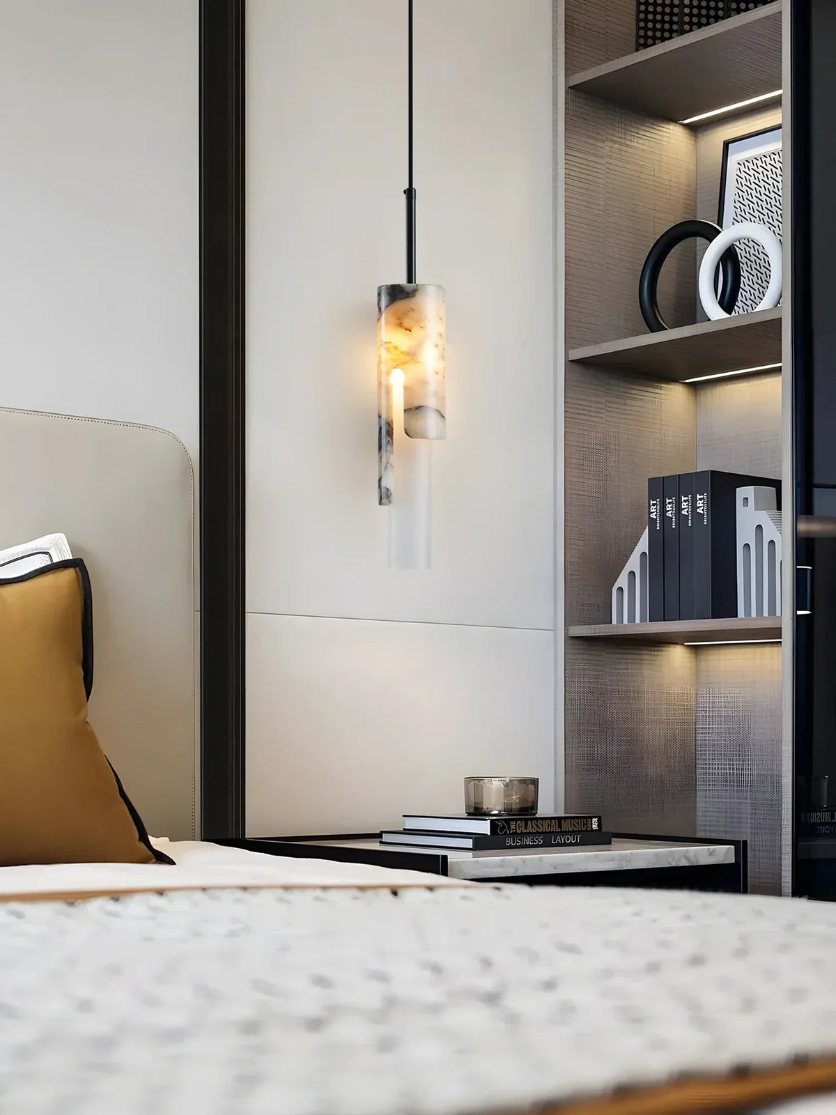 Cylindrical Marble Pendant Lamp