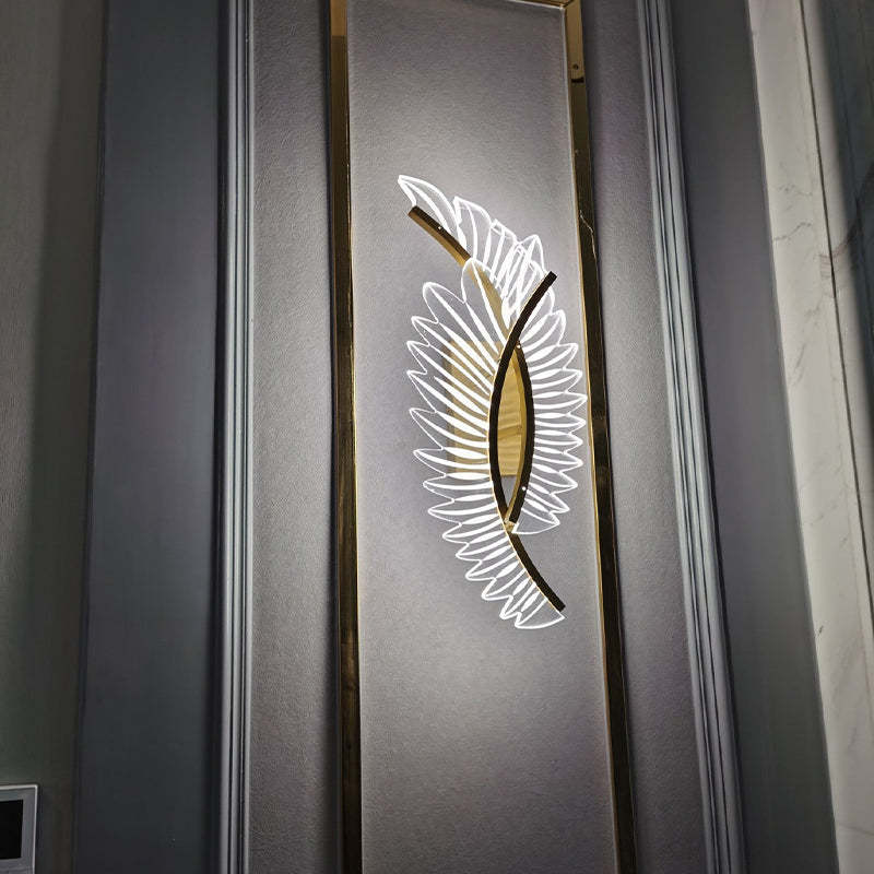 Kristy Modern Gold Feather Wall Lamp, 3 Style