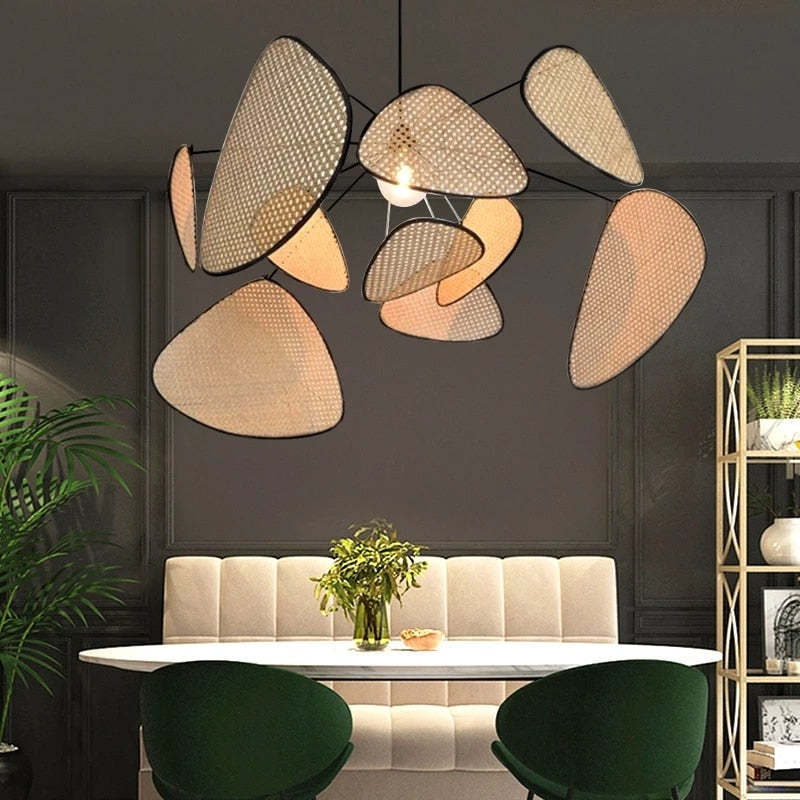 Boho Rattan Pendant Light Dimmable for Dining Room