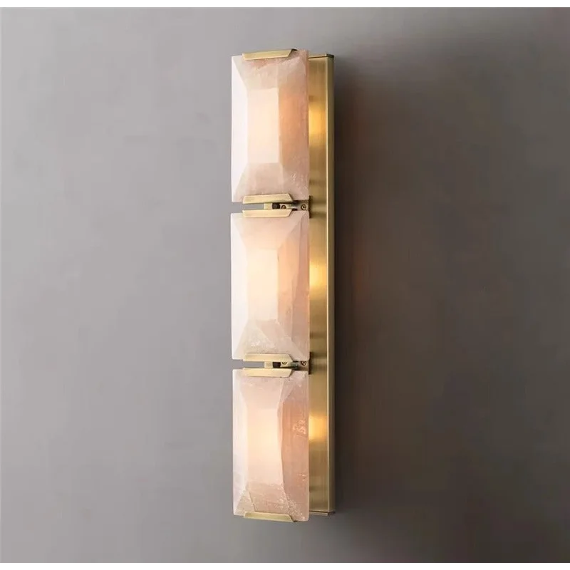 Gold Triple Calcite & Brass Wall Sconce | CLUG03