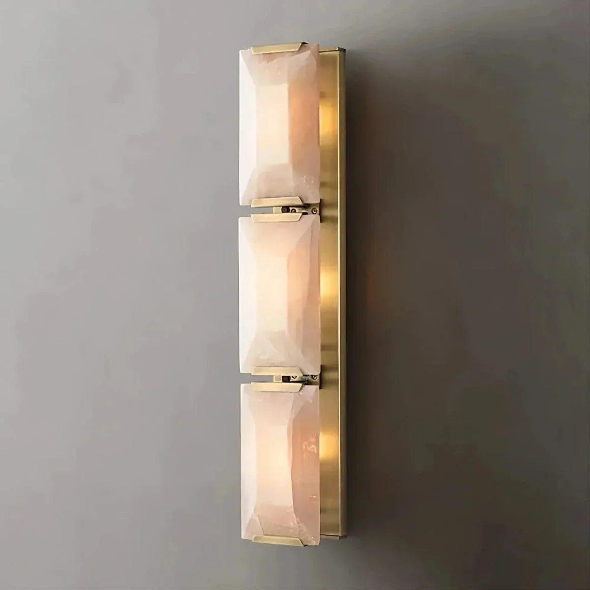 Gold Triple Calcite & Brass Wall Sconce | CLUG03